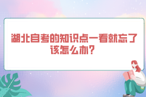 湖北自考的知識點一看就忘了該怎么辦？