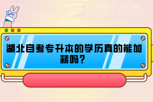 湖北自考專升本的學(xué)歷真的能加薪嗎？