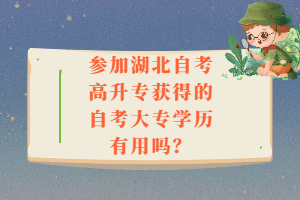 參加湖北自考高升專獲得的自考大專學(xué)歷有用嗎？