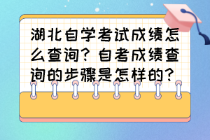 湖北自學(xué)考試成績(jī)?cè)趺床樵?？自考成?jī)查詢的步驟是怎樣的？