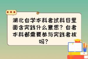 湖北自學本科考試科目里面含實踐什么意思？自考本科都需要參與實踐考核嗎？