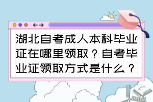 湖北自考成人本科畢業(yè)證在哪里領(lǐng)?。孔钥籍厴I(yè)證領(lǐng)取方式是什么？