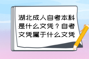 湖北成人自考本科是什么文憑？自考文憑屬于什么文憑？