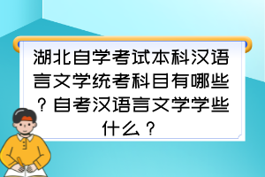 湖北自學(xué)考試本科漢語言文學(xué)統(tǒng)考科目有哪些？自考漢語言文學(xué)學(xué)些什么？