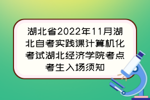 湖北省2022年11月湖北自考實踐課計算機化考試湖北經(jīng)濟學(xué)院考點考生入場須知