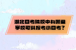 湖北自考院校中有哪些學(xué)?？梢詧?bào)考小自考？