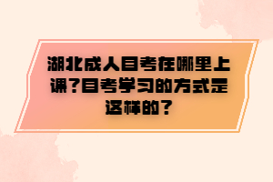 湖北成人自考在哪里上課？自考學(xué)習(xí)的方式是這樣的？