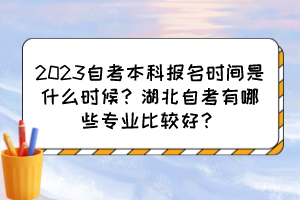 2023自考本科報(bào)名時(shí)間是什么時(shí)候？湖北自考有哪些專業(yè)比較好？