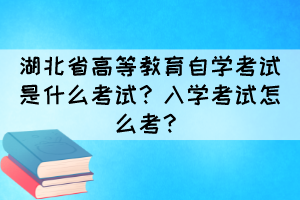 湖北省高等教育自學(xué)考試是什么考試？入學(xué)考試怎么考？