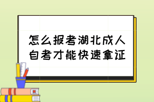 怎么報考湖北成人自考才能快速拿證？