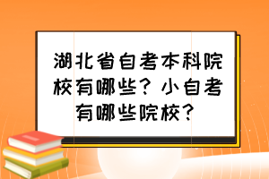 湖北省自考本科院校有哪些？小自考有哪些院校？