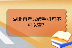 湖北自考成績手機(jī)可不可以查？