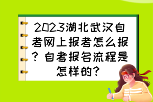 2023湖北武漢自考網(wǎng)上報(bào)考怎么報(bào)？自考報(bào)名流程是怎樣的？