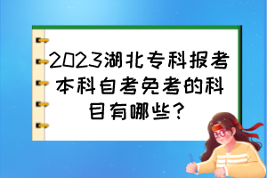 2023湖北?？茍?bào)考本科自考免考的科目有哪些？