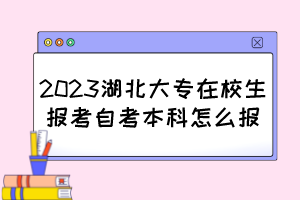 2023湖北大專在校生報考自考本科怎么報？