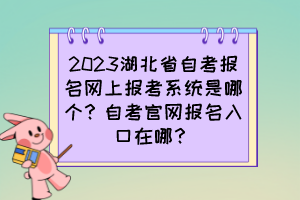 2023湖北省自考報名網(wǎng)上報考系統(tǒng)是哪個？自考官網(wǎng)報名入口在哪？