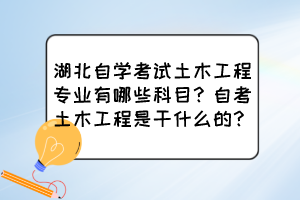 湖北自學(xué)考試土木工程專業(yè)有哪些科目？自考土木工程是干什么的？