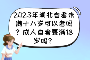 2023年湖北自考未滿十八歲可以考嗎？成人自考要滿18歲嗎？