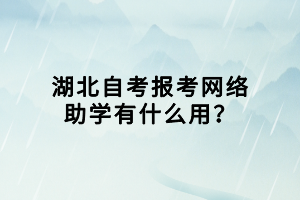 湖北自考報考網(wǎng)絡(luò)助學(xué)有什么用？