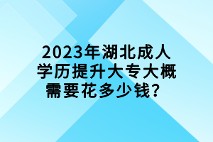 2023年湖北成人學(xué)歷提升大專大概需要花多少錢？