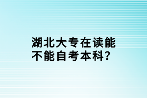 湖北大專在讀能不能自考本科？