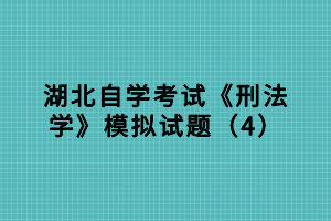 湖北自學(xué)考試《刑法學(xué)》模擬試題（4）