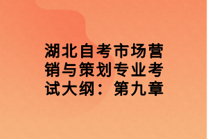 湖北自考市場(chǎng)營(yíng)銷(xiāo)與策劃專(zhuān)業(yè)考試大綱：第九章