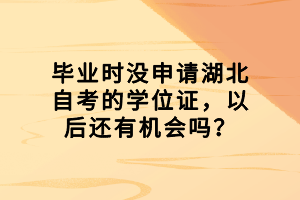 畢業(yè)時沒申請湖北自考的學位證，以后還有機會嗎？