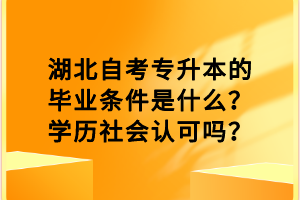 湖北自考專升本的畢業(yè)條件是什么？學歷社會認可嗎？