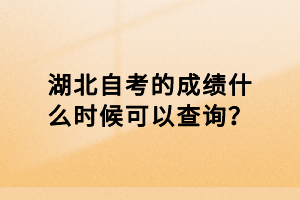 湖北自考的成績什么時候可以查詢？