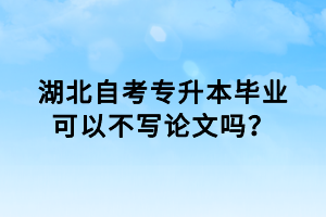 湖北自考專升本畢業(yè)可以不寫論文嗎？