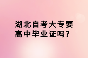 湖北自考大專(zhuān)要高中畢業(yè)證嗎？