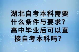 湖北自考本科需要什么條件與要求？高中畢業(yè)后可以直接自考本科嗎？