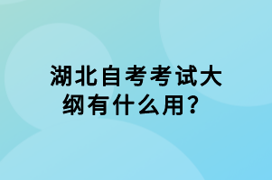 湖北自考考試大綱有什么用？