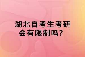 湖北自考生考研會有限制嗎？