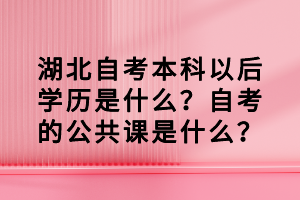 湖北自考本科以后學(xué)歷是什么？自考的公共課是什么？