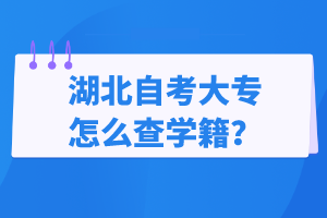 湖北自考大專怎么查學(xué)籍？