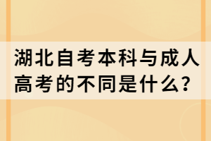 湖北自考本科與成人高考的不同是什么？