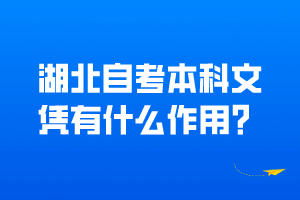 湖北自考本科文憑有什么作用？