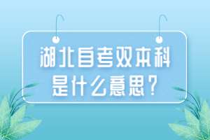 湖北自考雙本科是什么意思？