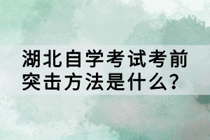 湖北自學(xué)考試考前突擊方法是什么？