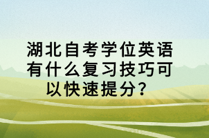 湖北自考學位英語有什么復習技巧可以快速提分？