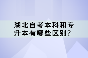 湖北自考本科和專升本有哪些區(qū)別？