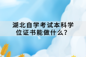 隨著社會的發(fā)展和科技的進(jìn)步，越來越多的人選擇通過自學(xué)考試來提升自己的學(xué)歷和能力。湖北自學(xué)考試作為一項(xiàng)重要的教育考試，對于廣大自學(xué)考試生來說具有重要意義。那么，湖北自學(xué)考試本科學(xué)位證書能做什么？