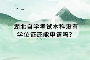 湖北自學考試本科沒有學位證還能申請嗎？