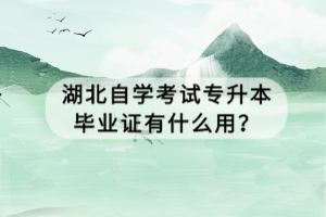 湖北自學(xué)考試專升本畢業(yè)證有什么用？