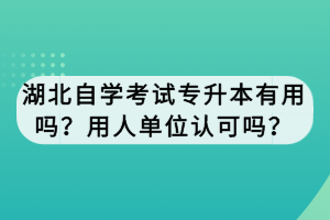 湖北自學(xué)考試專升本有用嗎？用人單位認(rèn)可嗎？