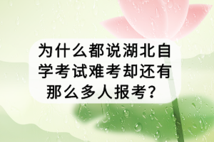 為什么都說湖北自學考試難考卻還有那么多人報考？