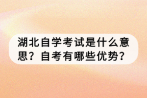 湖北自學(xué)考試是什么意思？自考有哪些優(yōu)勢(shì)？