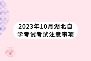 2023年10月湖北自學考試考試注意事項